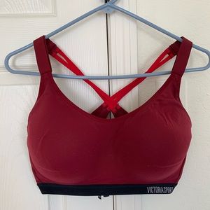 Strappy Burgundy Victoria’s Secret Incredible Sports Bra size 36DDD